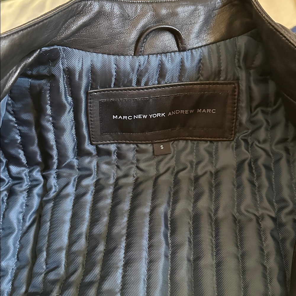 Andrew Marc New York Black Leather Sander Bomber Jacket Small New w Tags - Picture 4 of 7
